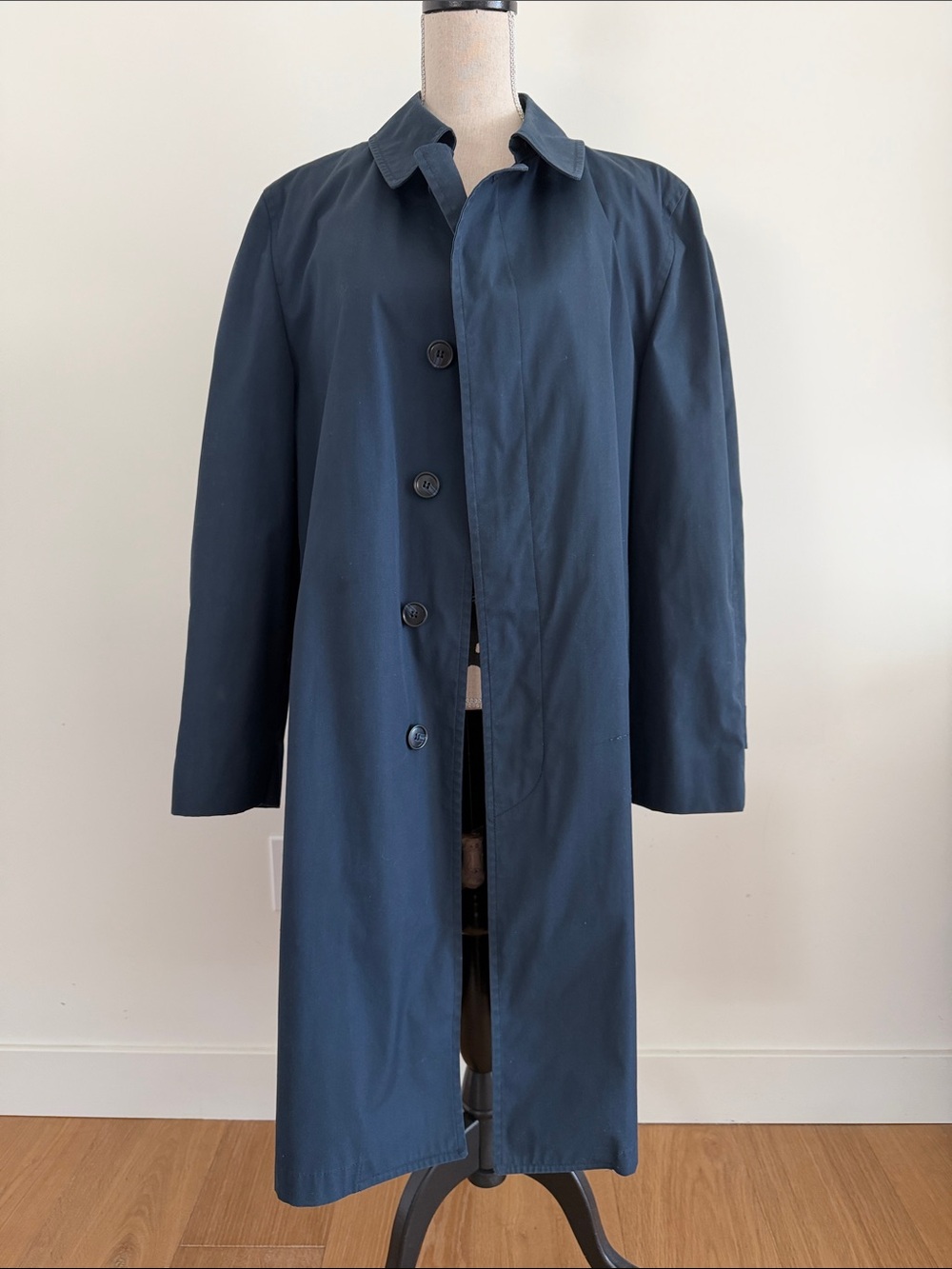 London Fog Navy Single-Breasted Trench Coat